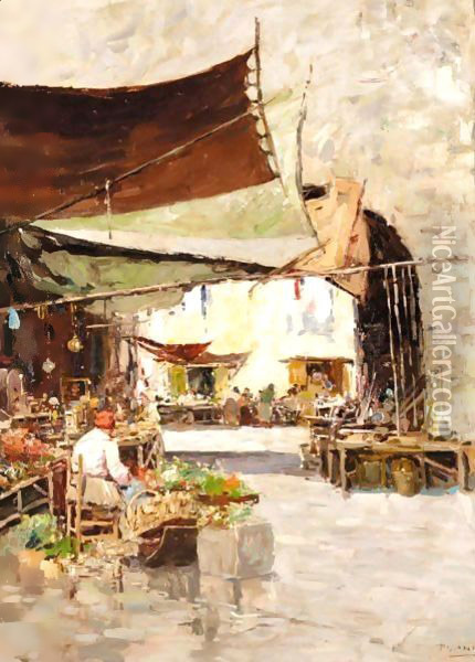 Market Day Oil Painting - Alberto Pasini