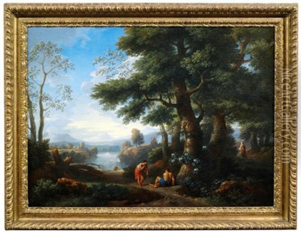 Arkadische Flusslandschaft Oil Painting - Jan Frans van Bloemen
