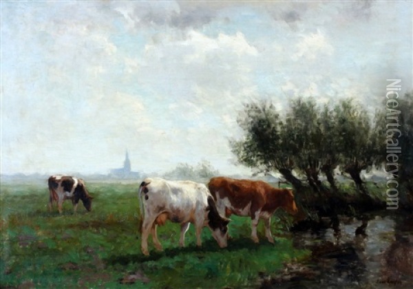 Weiland Met Koeien Oil Painting - Fedor Van Kregten