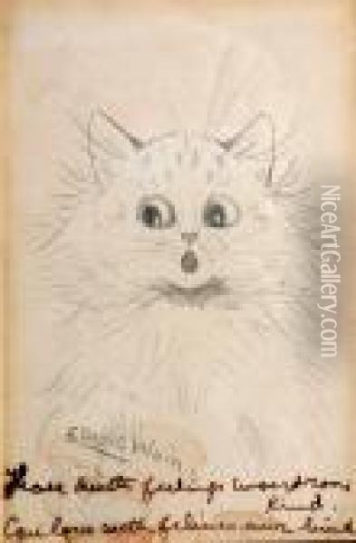 Study Of A Cat Oil Painting - Louis William Wain