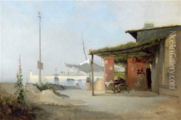 Taverne Im Hafen Oil Painting - Jean d' Alheim