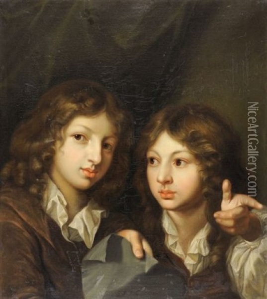 Les Deux Freres Oil Painting - Georg Andreas Hoffmann