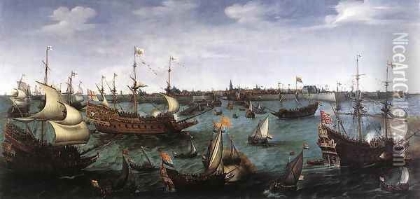 The Arrival at Vlissingen of the Elector Palatinate Frederic V Oil Painting - Cornelis Hendricksz. The Younger Vroom