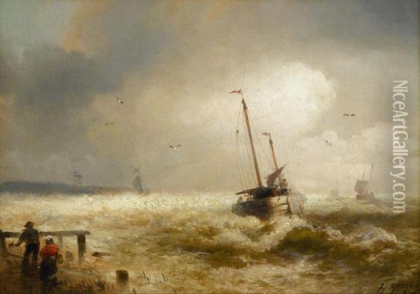 Storm At Sea Oil Painting - Herman Herzog