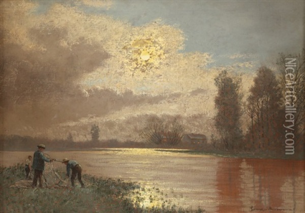 Landskap I Maneskinn Oil Painting - Ernst Hugo Lorenz-Morovana