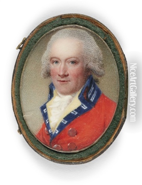 Portrait Of An Officer Oil Painting - Samuel Shelley