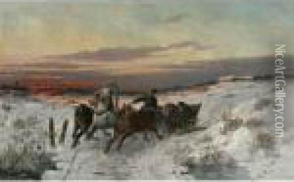 Troyka In The Snow Oil Painting - Nikolai Egorovich Sverchkov