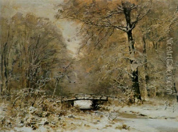The Haagse Bos In Winter Oil Painting - Louis Apol