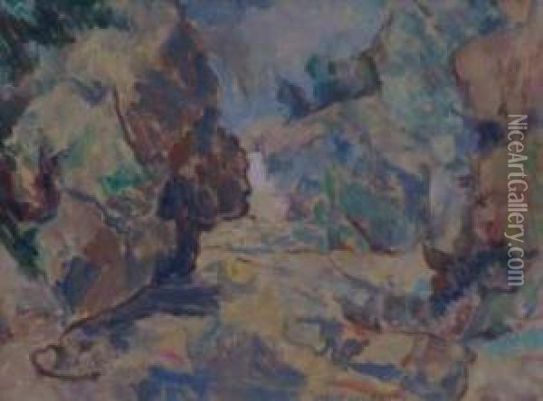 Rocky Outcrops Oil Painting - Elliott Seabrooke