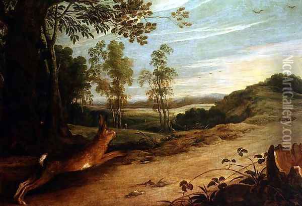 The Tortoise and the Hare, from Aesops Fables Oil Painting - Jan Wildens