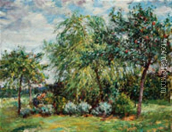 Garden Of Apple Trees Oil Painting - Mark William Fisher