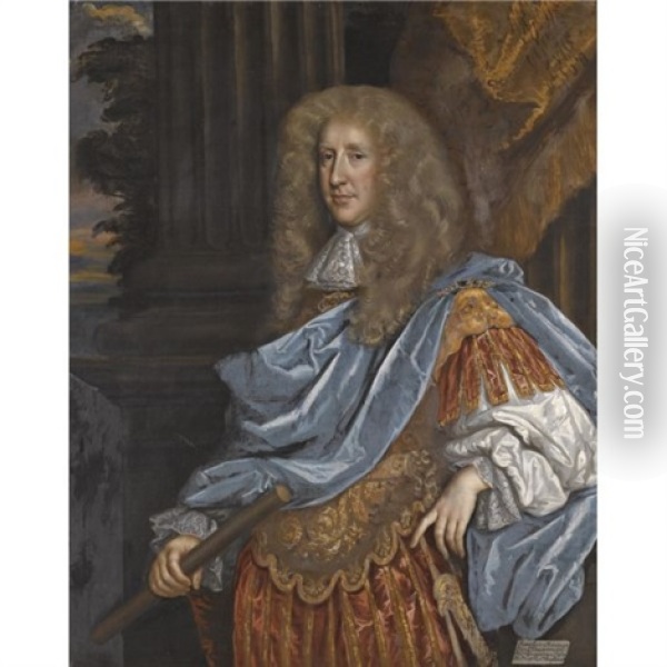 Portrait Of Robert Bruce, 1st Earl Of Ailesbury And 2nd Earl Of Elgin, Wearing Roman Armour Oil Painting - Henri Gascars