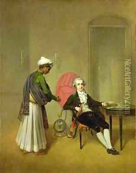 A Gentleman possibly William Hickey and his Indian Servant Oil Painting - Arthur Devis