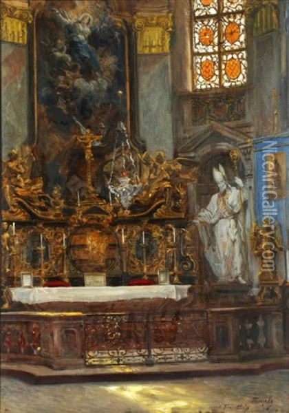 Altar At Durnstein Church, Austria Oil Painting - Hans Temple