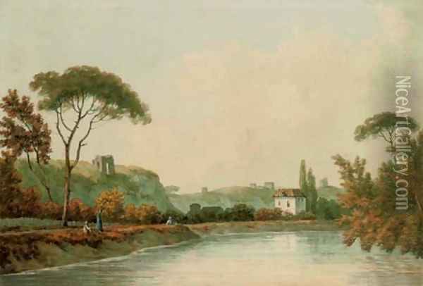 On the Tiber Oil Painting - John Warwick Smith