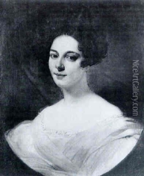 Portrait De Madame Plantain Oil Painting - Claude Marie Dubufe