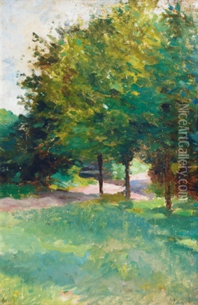 View Of A Park Oil Painting - Thomas Herbst