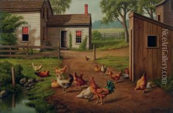 Farmyard Scene Oil Painting - Levi Wells Prentice