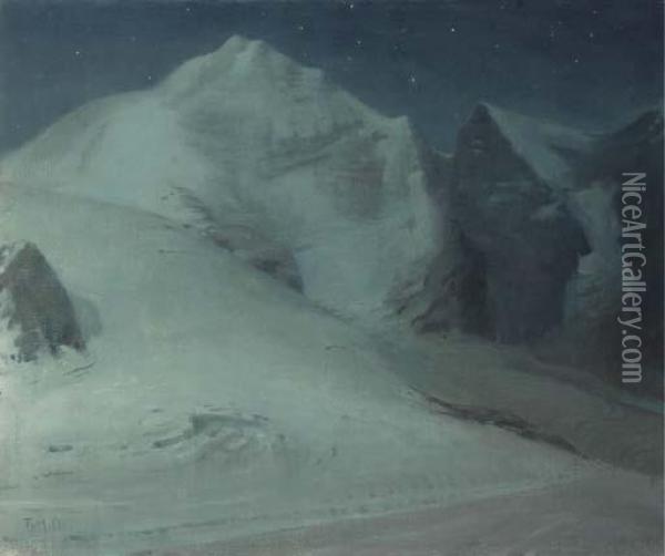 Moonlight In The Alps Oil Painting - Thomas Millie Dow