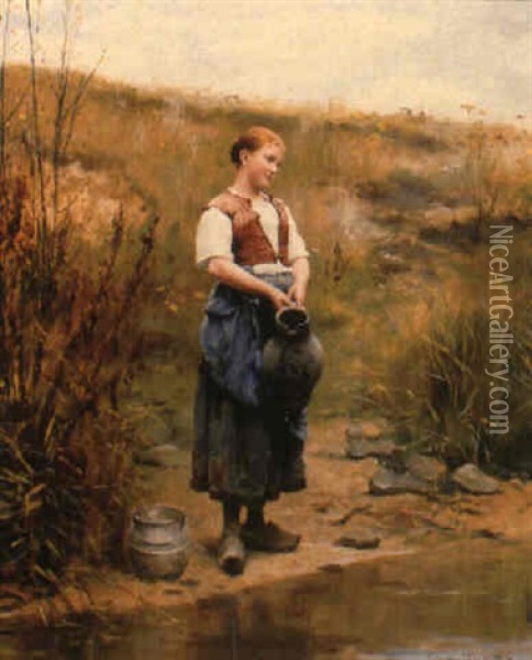Collection Water From The River Oil Painting - Daniel Ridgway Knight