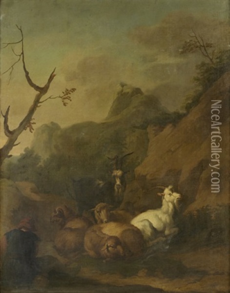 Chevres Dans Un Paysage Oil Painting - Francesco Londonio
