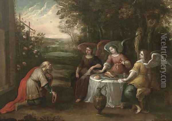 Abraham and the Three Angels Oil Painting - Hendrik van Balen