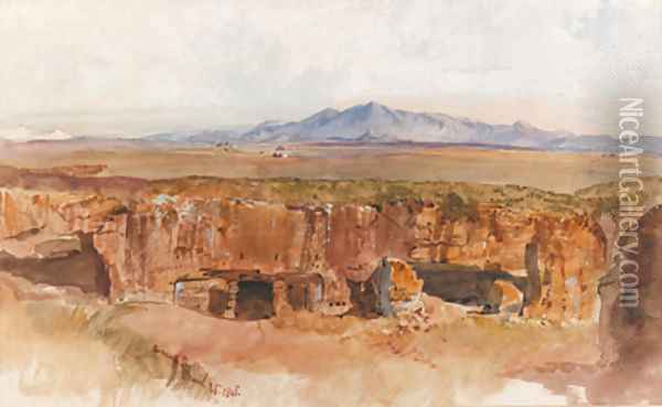 The Roman Campagna, possibly from Centocelle Oil Painting - Edward Lear