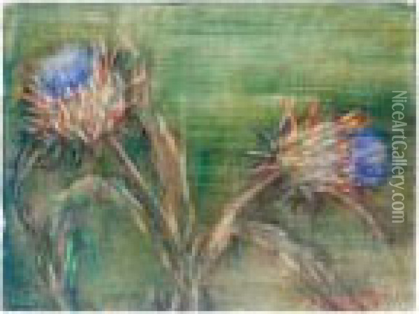 Artischockenbluten (artichoke Flowers) Oil Painting - Christian Rohlfs