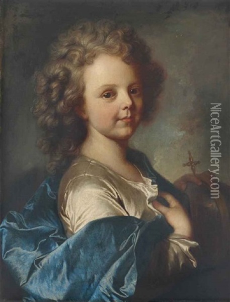 Portrait D'un Enfant Avec Une Cape Bleue Oil Painting - Hyacinthe Rigaud