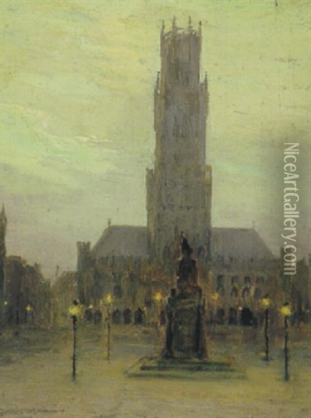 The Belfry Of Bruges Oil Painting - Charles Warren Eaton
