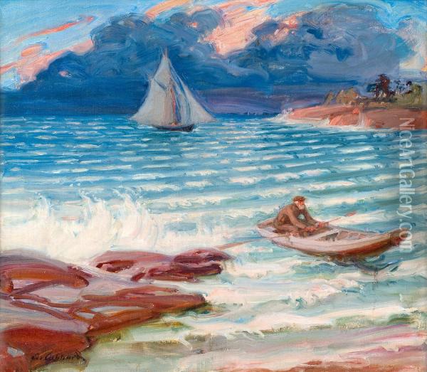 The Fisherman Returns Home Oil Painting - Albert Gebhard