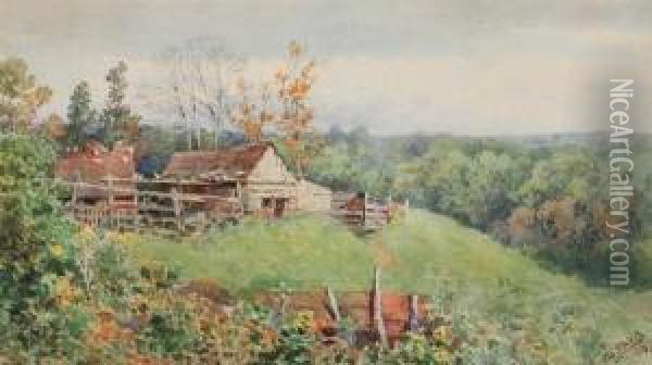 Old Farm On Hilltop Oil Painting - Walter Paris