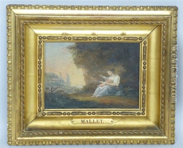 Femme Et Enfant Dans Un Paysage Oil Painting - Jean-Baptiste Mallet
