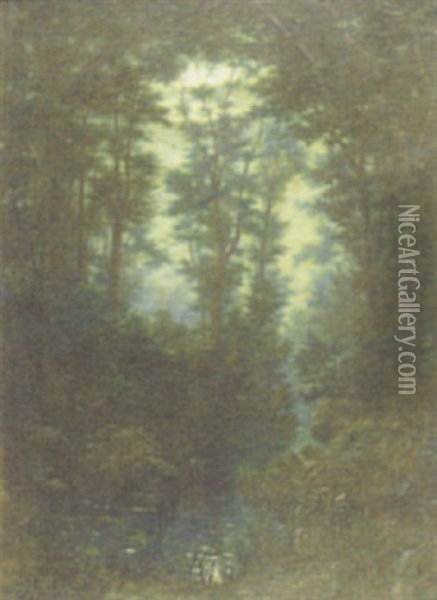 Moonlight River Landscape Oil Painting - Pierre Meulenaere