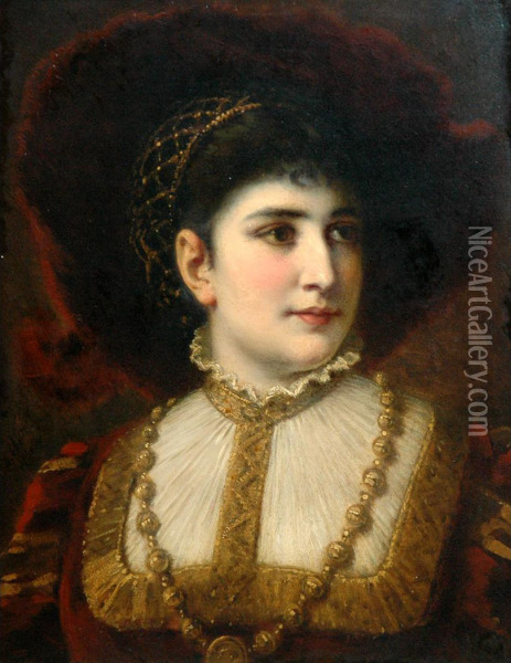 Bust Of A Woman Oil Painting - Anton Ebert