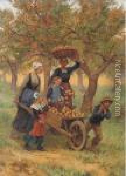 Harvesting Apples Oil Painting - Theophile Louis Deyrolle