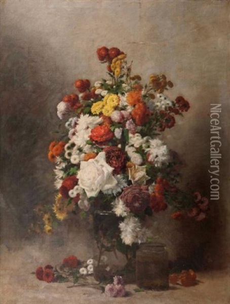 Bouquet De Fleurs Oil Painting - Antoine Edouard Joseph Moulinet