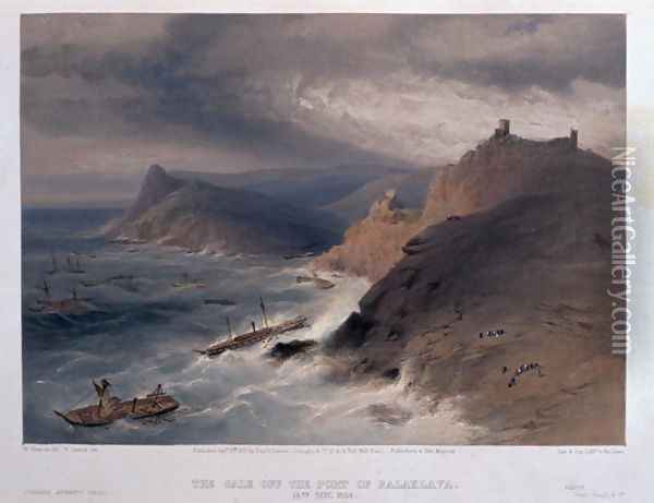 The Gale off the Port of Balaklava, 14th November 1854, engraved by R. Carrick, from The Seat of War in the East - First Series, published by Colnaghi and Co., 1855 Oil Painting - William Simpson