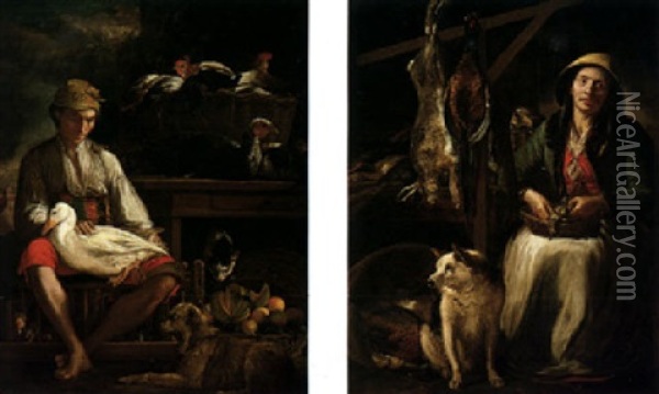 The Poultry Seller Oil Painting - Martin Ferdinand Quadal
