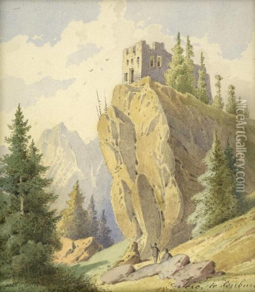 Landschaft Mit Burgruine Oil Painting - Le Ferdinand Feubure