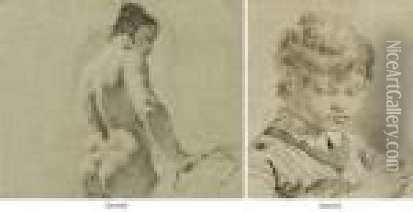 Tete De Jeune Garcon ; Femme Nue, Vue De Dos Oil Painting - Giovanni Battista Piazzetta