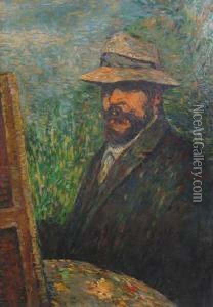 The Painter In Front Of The Easel Oil Painting - Arthur Segal