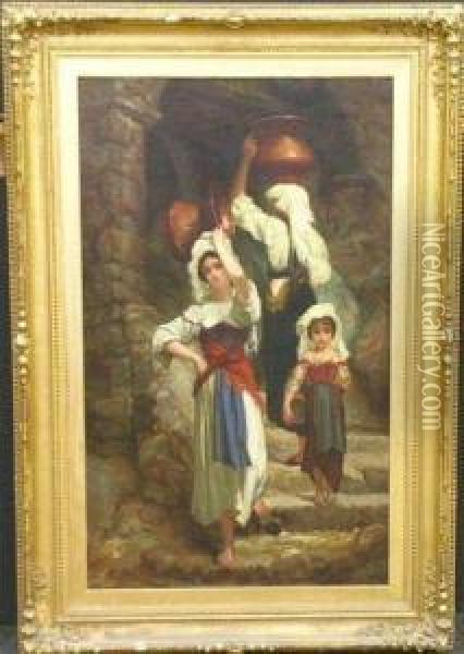 Peasant Woman Of Cervano, After Jules Hebert Oil Painting - William Bright Morris
