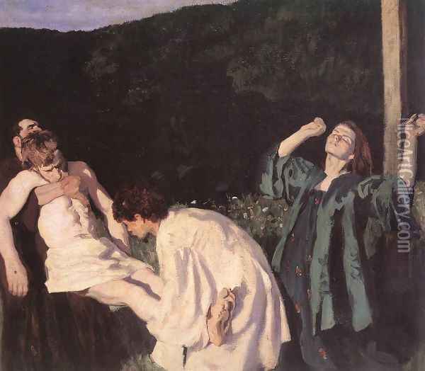 Deposition from the Cross 1903 Oil Painting - Karoly Ferenczy