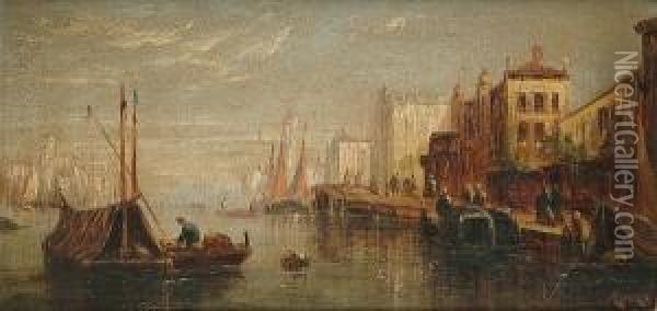 A Venetian Canal Scene; & A Companion Oil Painting - Francis Maltino