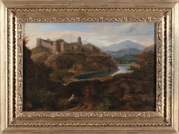 Paesaggio Con Figure E Citta Fortificata Oil Painting - Hendrick Frans van Lint