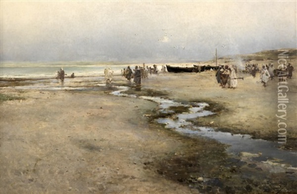 Moros En La Playa De Tanger Oil Painting - Emilio Sanchez-Perrier