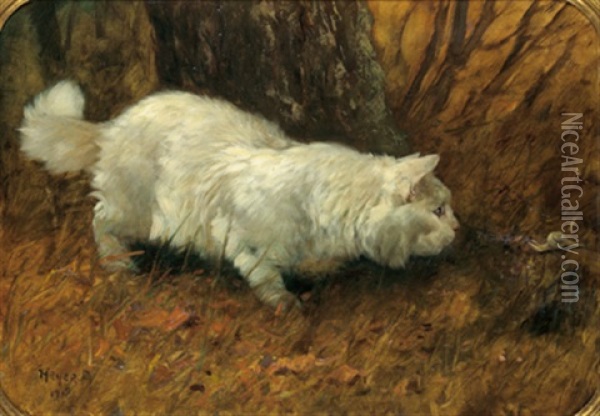 Die Katze Und Die Schnecke Oil Painting - Arthur Heyer