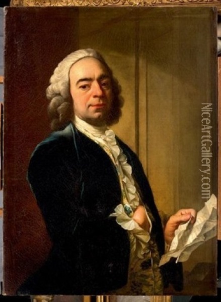 Portrait D'homme Aux Lettres Oil Painting - Jean-Baptiste van Loo