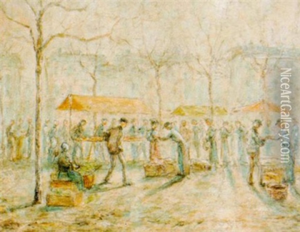 Markttag An Der Rhone In Lyon Oil Painting - Louis-Hilaire Carrand